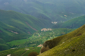 Caso and Scheggino villages in the middle of the Valnerina mountains, Perugia, Sant'Anatolia di Narco, Umbria, Italy