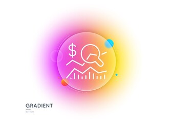 Check investment line icon. Gradient blur button with glassmorphism. Business audit sign. Check finance symbol. Transparent glass design. Check investment line icon. Vector