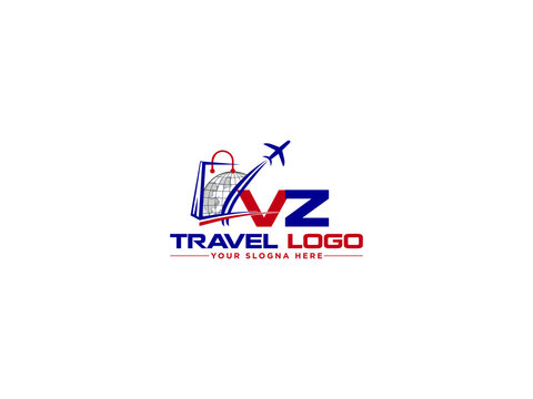 Letter VZ Logo Icon, Creative Vz zv Logo Letter Design For Travel Business