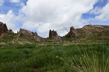 Brown rocks near the Gate of Hayu Mark (The Gate of the Gods), Peru WILLKA UTA, HAYUMARKA GATE. Puno Peru