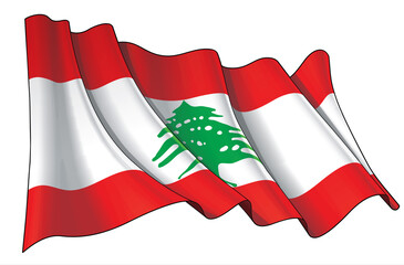 Waving Flag of Lebanon