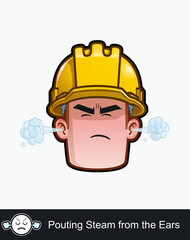Construction Worker - Expressions - Negative - Pouting Steam from the Ears