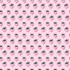 Line drawn doodle strawberries. Seamless summer cute pattern. Good for packaging.