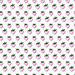 Line drawn doodle strawberries. Seamless summer cute pattern. Good for packaging.