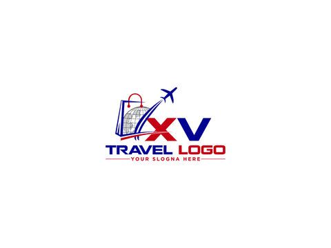 Letter XV Colorful Travel Logo, Travel Xv vx Logo Letter Vector Icon Design
