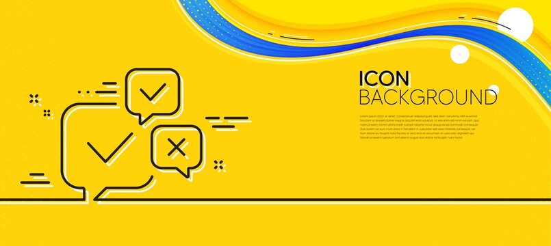 Online voting line icon. Abstract yellow background. Internet vote sign. Web election symbol. Minimal online voting line icon. Wave banner concept. Vector
