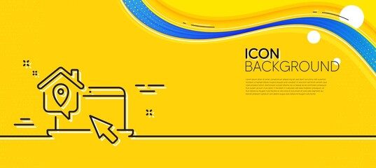 Work at home line icon. Abstract yellow background. Freelance job sign. Remote office employee symbol. Minimal work home line icon. Wave banner concept. Vector