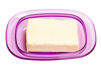 Butter in a plastic oilcan isolate on a white background