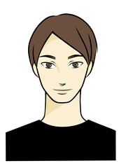 正面を見ている男性の手描きイラスト
