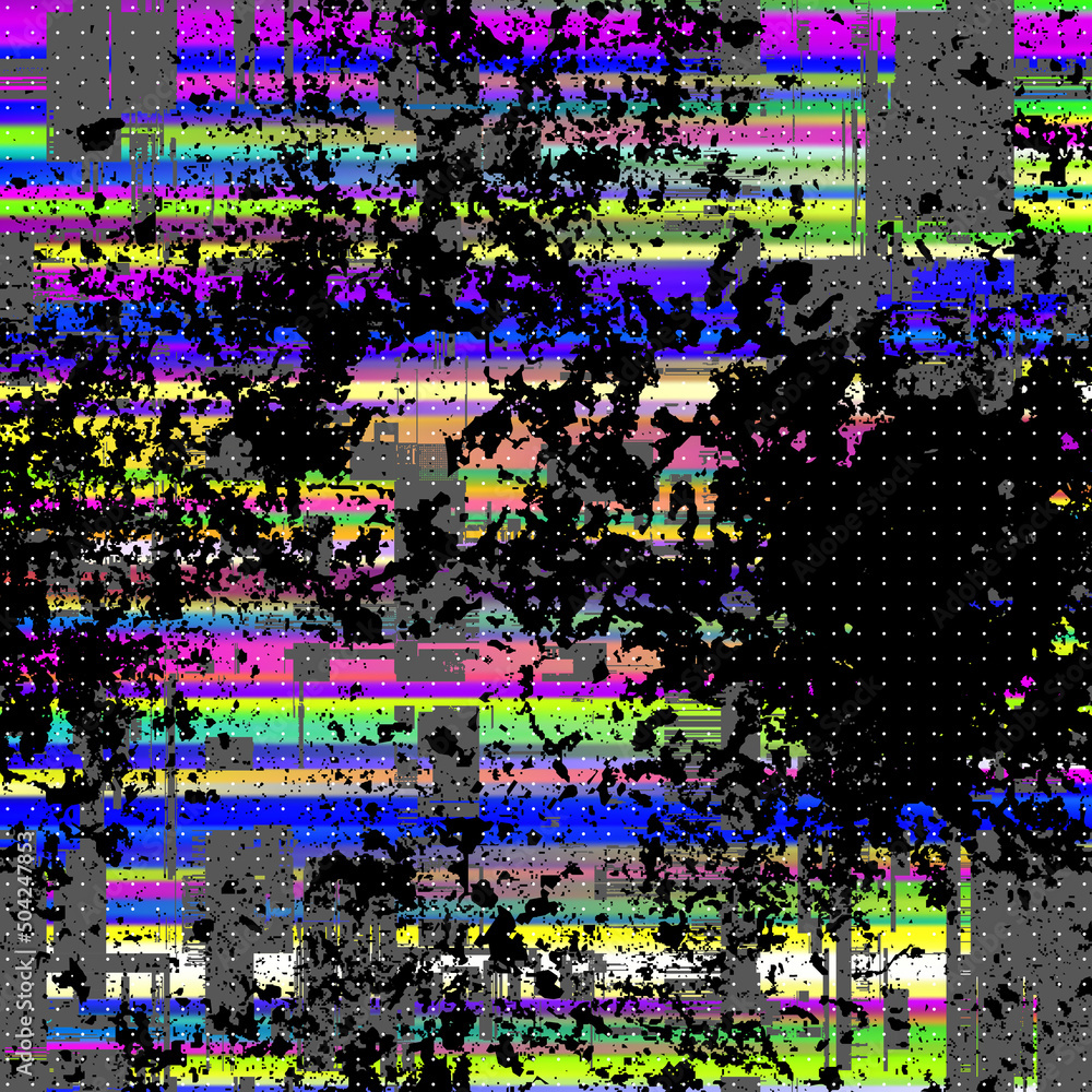 Poster Vector image with imitation of grunge datamoshing texture.