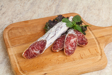 Spanish pork fuet dry sausage