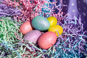 Pile of Easter eggs in a Basket 