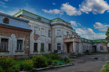 Fototapeta na wymiar Old historical Pototskykh ( Pototski ) Palace outside. Chervonohrad city. Ukraine. Tourist landmark