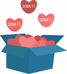 Charity and financial support concept. Flat cartoon vector illustration isolated. Call for donations and volunteering.