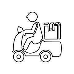 Delivery, food, scooter outline icon. Line art sketch.