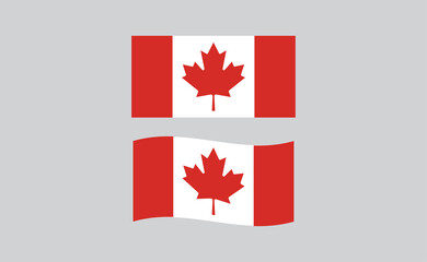 Flag of Canada. Canadian national symbol. Red maple leaf.