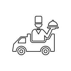 Delivery, food, van line icon. Outline vector.
