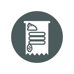 Bill, food, receipt icon. Gray vector sketch.