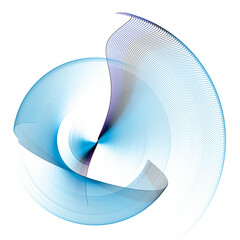 Blue wavy striped abstract propeller blades rotate on a white background. Icon, logo, symbol, sign. 3d rendering. 3d illustration.