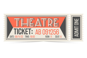 Retro theatre ticket template in vintage style