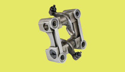 Components of internal combustion engine, motorcycle, cultivator, lawn mower. Camshaft housing with rocker arm
