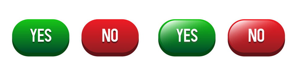 Buttons Yes and No. 3d buttons isolated on white background. Vector set.