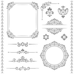 Vintage Set. Floral elements for design monograms, invitations, frames, menus and labels. Graphic design of the website, cafes, boutiques, hotels, wedding invitations.