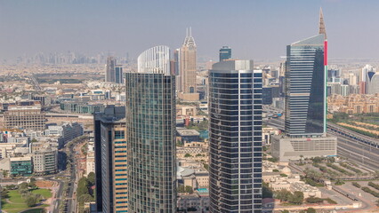 Fototapeta na wymiar Aerial view of media city and al barsha heights district area timelapse from Dubai marina.
