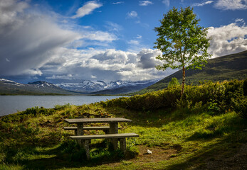 Picnic place in Jotunheimen National Park in Norway