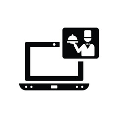 Food, online, order icon. Black vector sketch.