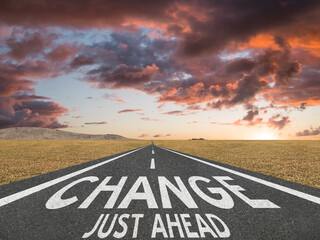 Change Just Ahead motivational text
