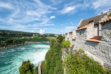 Rheinfall (Rhine Falls) seen from Laufen Castle, Laufen-Uhwiesen, Switzerland - obrazy, fototapety, plakaty