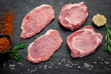 Pork steaks, fillets for grilling, baking or frying.