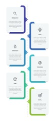 Vertical infographic design with icons and 6 options or steps. Thin line. Infographics business concept. Can be used for info graphics, flow charts, presentations, mobile web sites, printed materials.