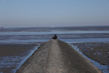 Blick auf das Wattenmeer bei Cuxhaven an der Deutschen Nordseeküste