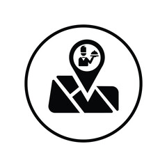 location, map, pin, restaurant icon. Black vector sketch.