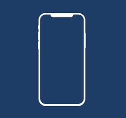 Illustration Notch White Minimal Smartphone Device Mockup Isolated Touchscreen Modern Blank Display Technology Gadget Concept Business Office Portable App Cellphone Presentation Template