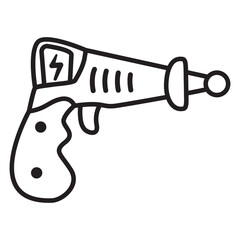Futuristic weapon. Cartoon gun blaster. Laser pistol.Isolated on white background.Vector flat illustration.