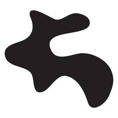 Black liquid shape frame.Organic shape. Irregular stain.Liquid abstract figure.Graphic element, smooth shapes.Vector flat illustration.Isolated on white background.