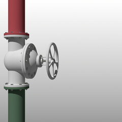Pipeline painted with colors of flag of Hungary. 3D rendering