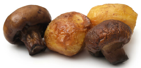 Fried potatoes and button mushroom