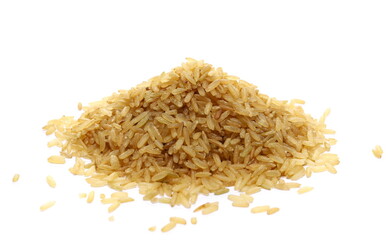 Integral rice, uncooked pile isolated on white  