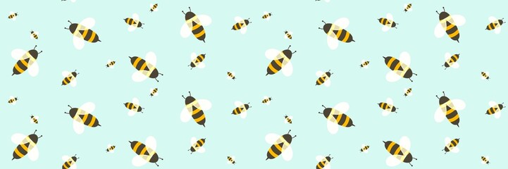 Kids seamless bee pattern for fabrics and packaging and gifts and cards and linens and wrapping paper