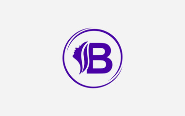 Purple beauty spa and hair logo and symbol design vector with the letter and alphabet B
