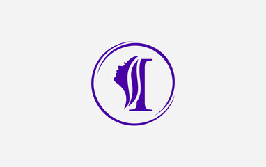 Purple beauty spa and hair logo and symbol design vector with the letter and alphabet  I
