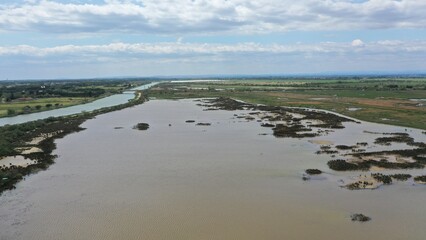 vue aérienne La Tour Carbonnière en Petite Camargue. Saint-Laurent-d'Aigouze. Près d'Aigues-Mortes. France, Gard, région Occitanie.