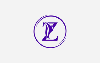 Purple beauty spa and hair logo and symbol design vector with the letter and alphabet Z