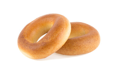 bread ring or baranka dried bagels isolated on white background