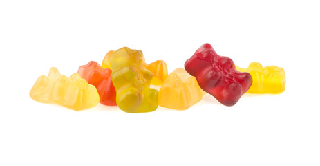 multicolored jelly bear candy isolated on white background