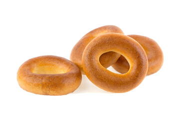 bread ring or baranka dried bagels isolated on white background